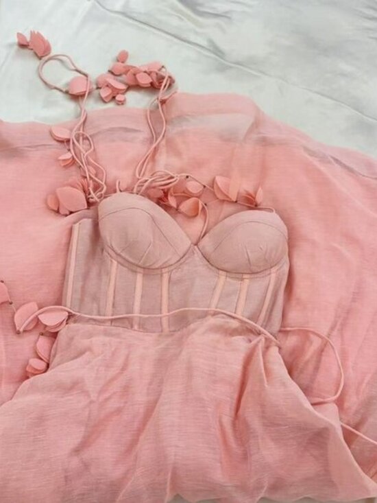 Zimmermann Pink Floral Appliqué Maxi Dress Size 1 - Picture 3 of 6